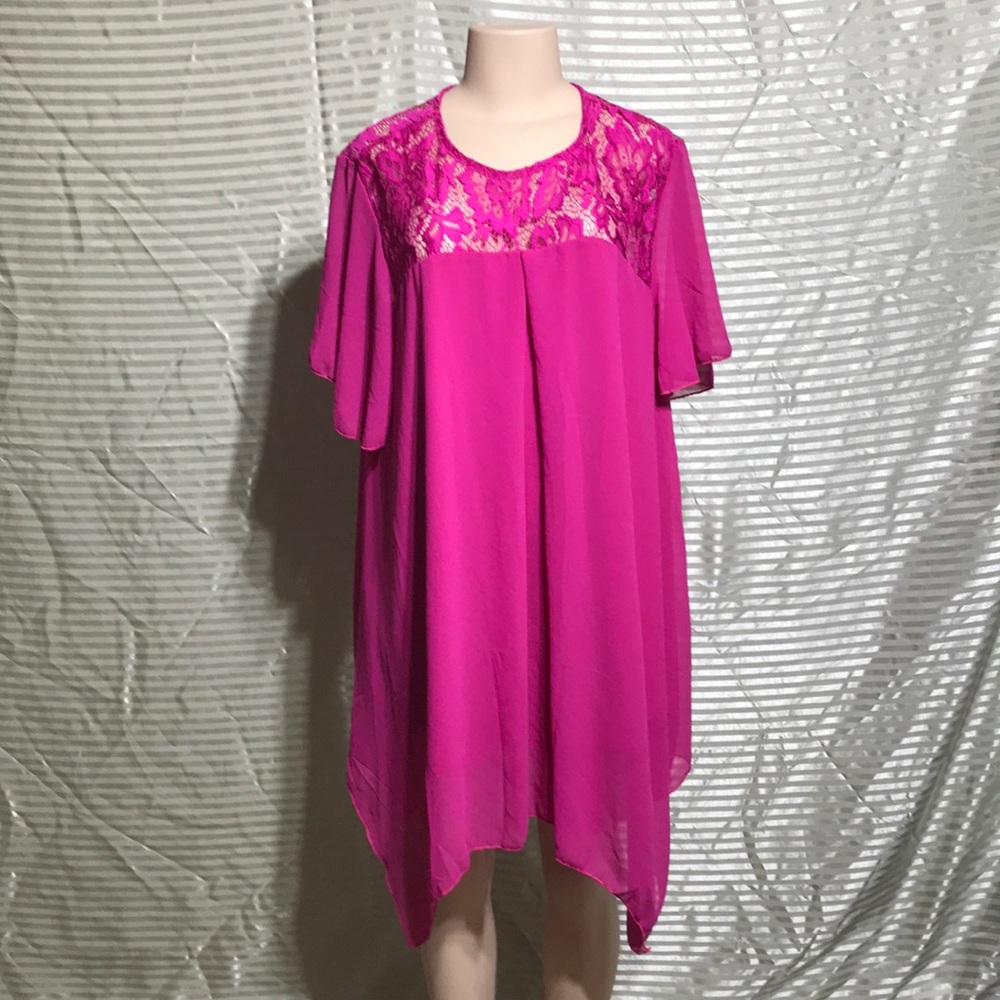 NWT Hot Pink Oversized Flowy Irregular hymn tunic